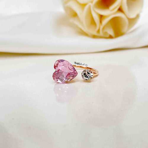 Pink Heart Silver Ring