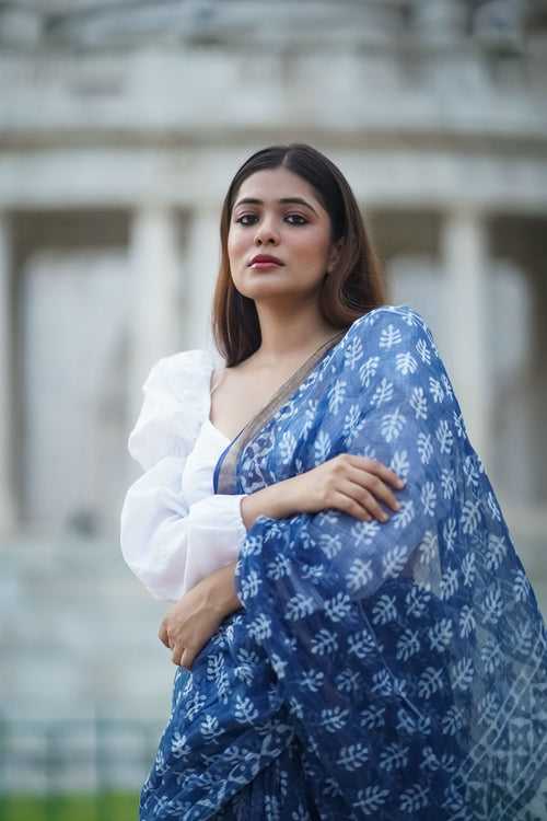 KaisorI Malhar Seher Kota blockprinted cotton silk saree