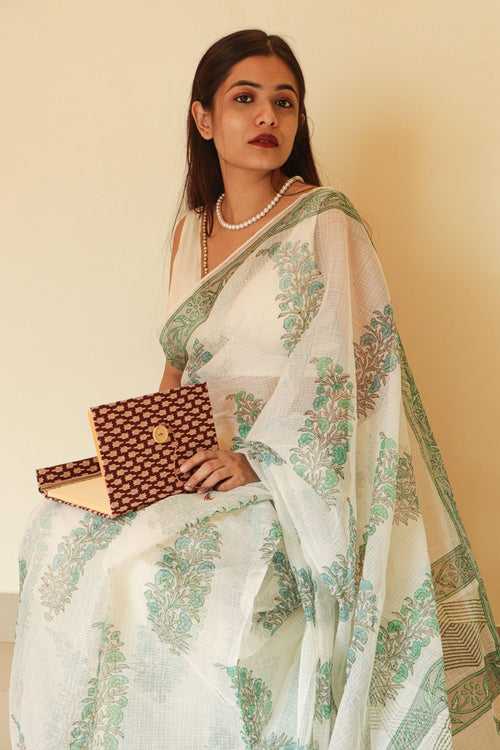 Kaisori Gulmohar Bagh Kota blockprinted saree