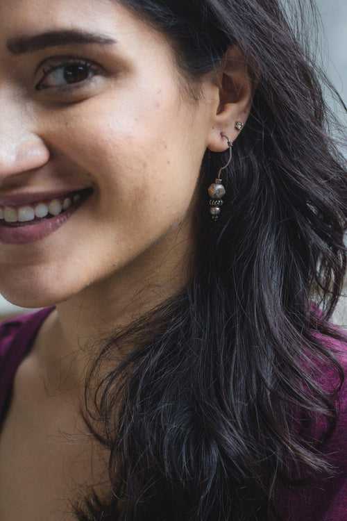Kaisori Toda Silver -  Ghungroo drop earrings