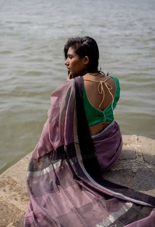 Tattvam  - Lavender Silk Cotton Maheswari saree