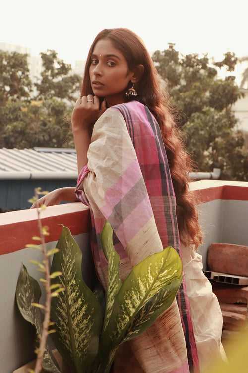 Basant - Madhumalati Bengal summer in handloom Jute cotton saree
