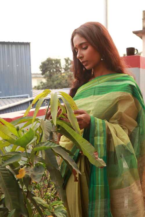 Basant - Shefali Bengal summer in handloom Jute cotton saree