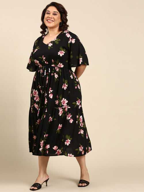 Floral Dress With Waist Tie
