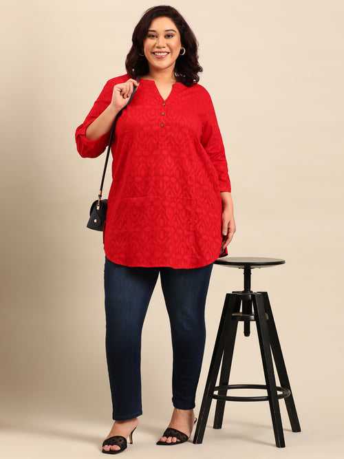 Red Embossed Tunic