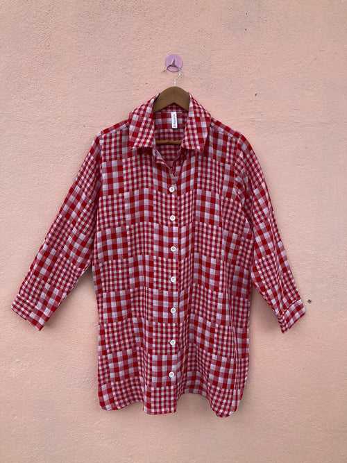 Red Checked Full Sleeves Shirt