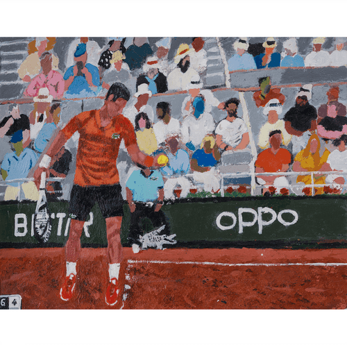 Shaun Ellison, Djokovic, French Open Final, 2023; Original Painting