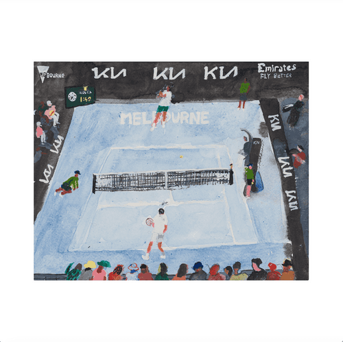 Shaun Ellison, Novak Vs Medvedev, Australian Open, 2023; Original Painting