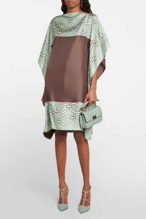 Chain Lock Satin Silk Short Kaftan