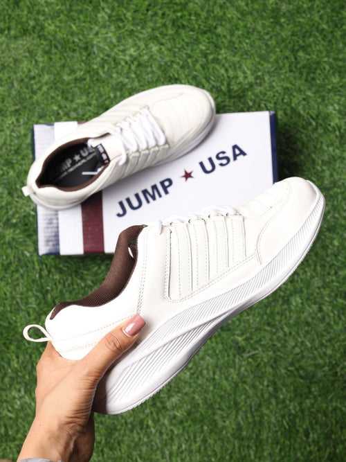 JUMP USA Men's White Artemis Sports Running Shoes