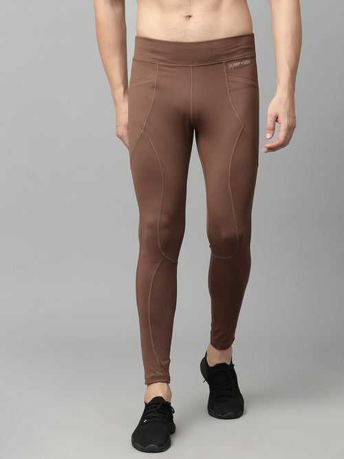 JUMP USA Men Brown Rapid Dry-Fit Antimicrobial Running Tights