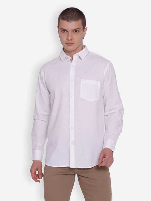 JUMP USA Men White Solid Cotton Casual Shirts