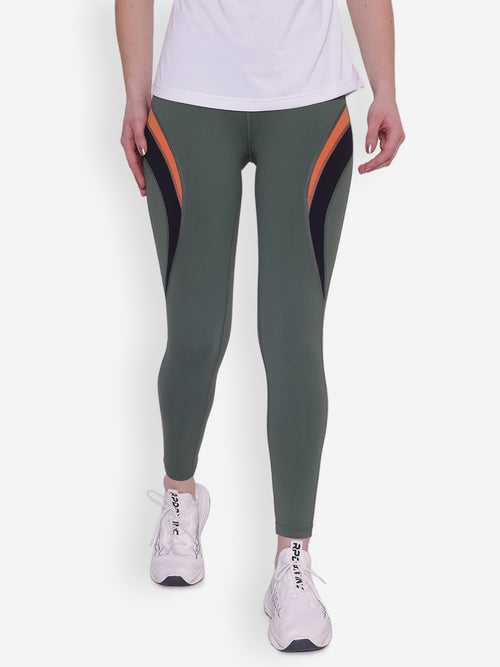 JUMP USA Women Duck Green Solid Rapid-Dry Seamless Tights