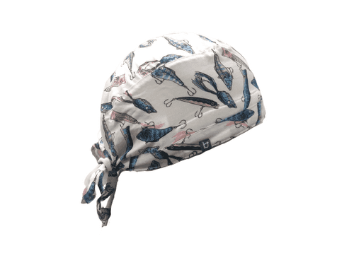 Scrub Cap White Fishes Pattern