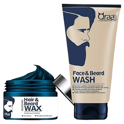 Face And Beard Wash & Nourishing Styling Hair And Beard Wax Combo