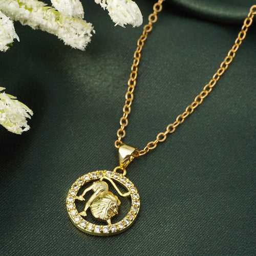 Rhinestone Studded Leo Zodiac Necklace