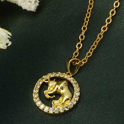Rhinestone Studded Taurus Zodiac Necklace