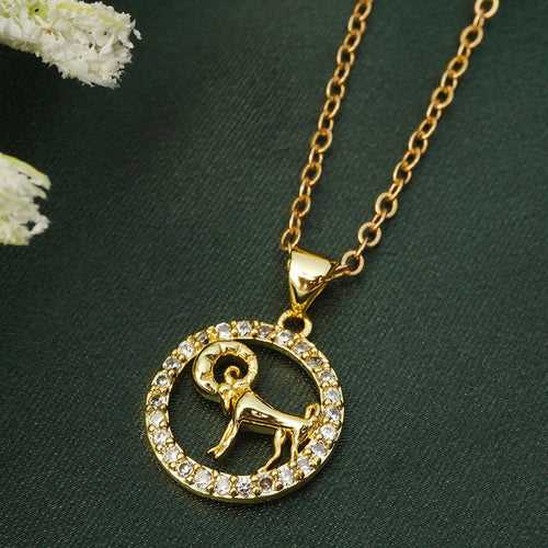 Rhinestone Studded Capricorn Zodiac Necklace