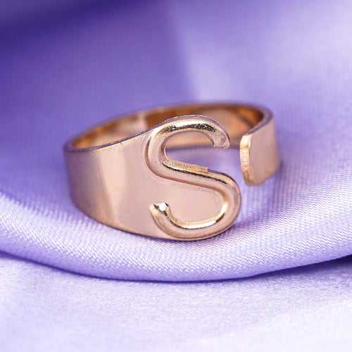 Alphabet S Gold Band Ring