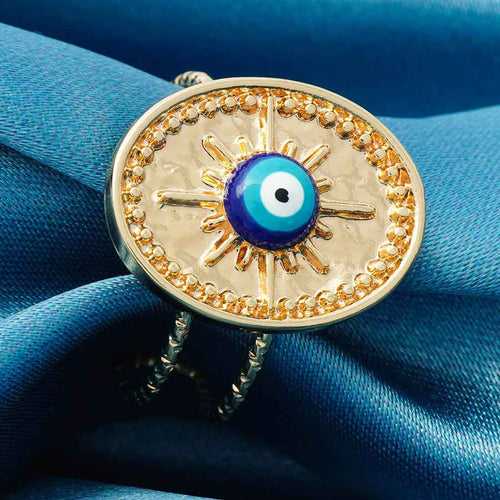 Evil Eye Gold Coin Ring