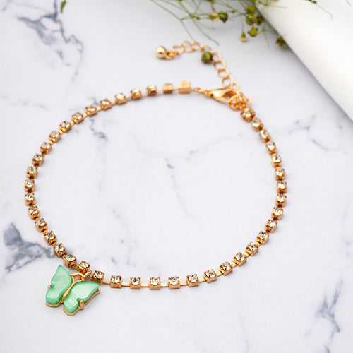 Golden Rhinestone Butterfly Bracelet