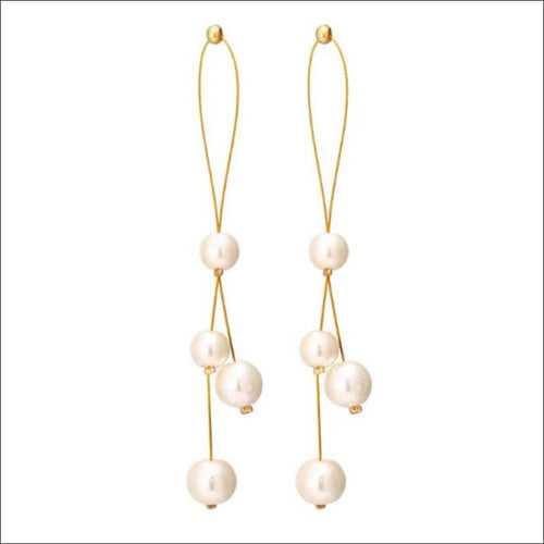 Half-Knot Pearl Studded Long Drop Earrings