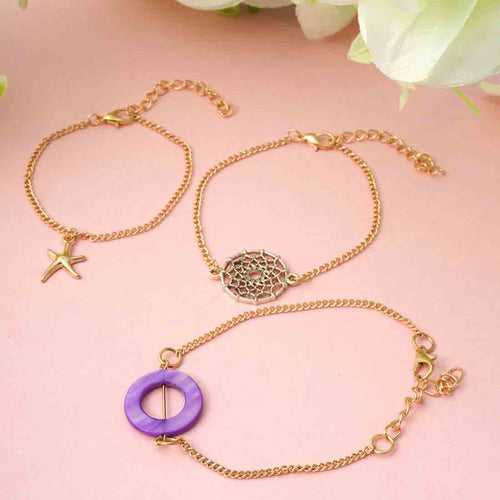 Purple Stone Starfish Bracelet Set