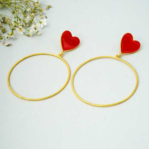 Red Heart Ring Earrings