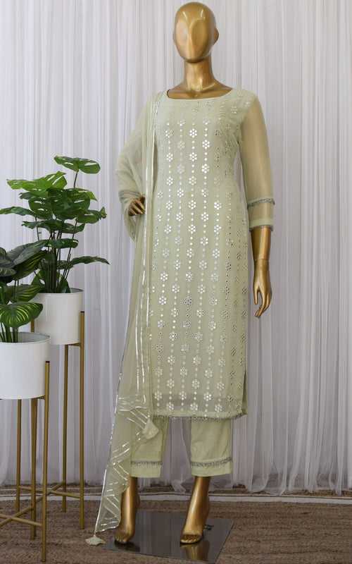 Pistachio Green Mirrorwork Kurta & Pant Set