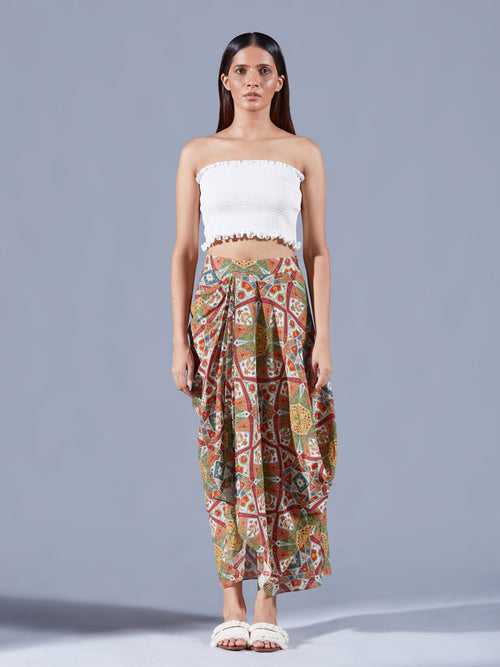 Draped Eirene Asymmetric Skirt Set