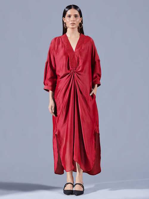 Scarlet Asymmetric Draped Dress