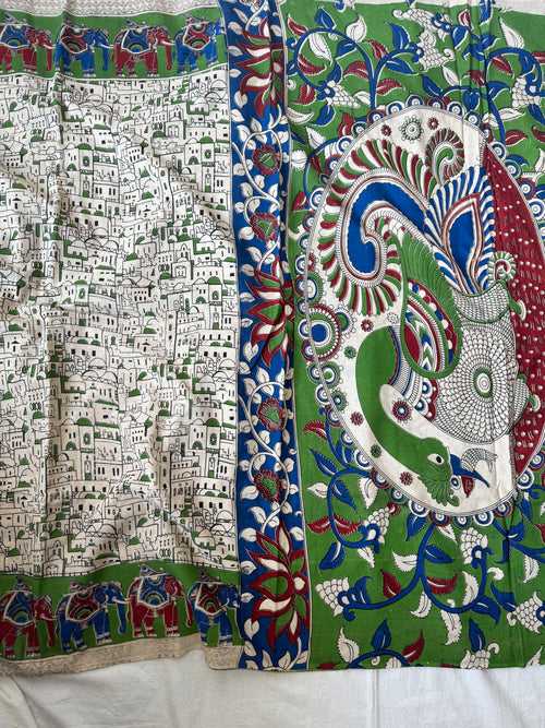 Kalamkari blockprinted cotton mul saree