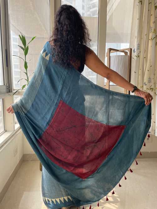 Ajrakh modal silk saree