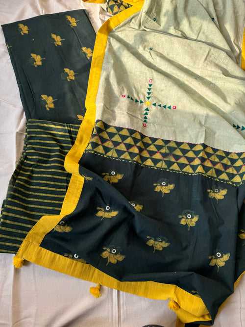 3 Piece Cotton Suit Material - patchwork & embroidery