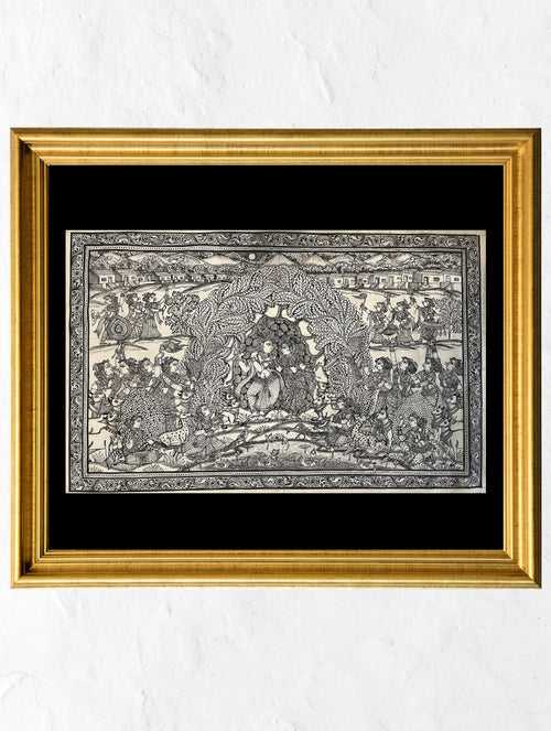 Exclusive Pattachitra Art Silk Painting - Intricate Krishna & Radha