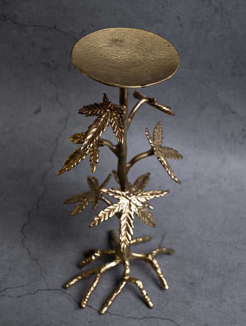 Exclusive Brass Candle Stand - Leaves