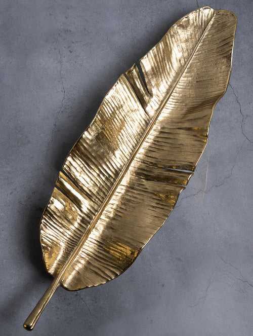 Exclusive Brass Curio /Platter - The Banana Leaf, L 23.8" x W 7"