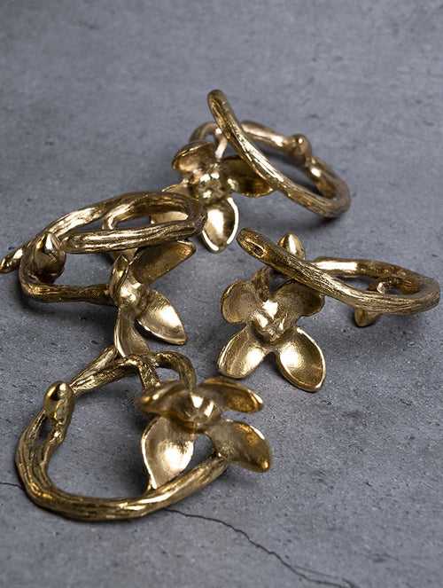 Exclusive Brass Napkin Rings - Flower & Bud (Set of 4)