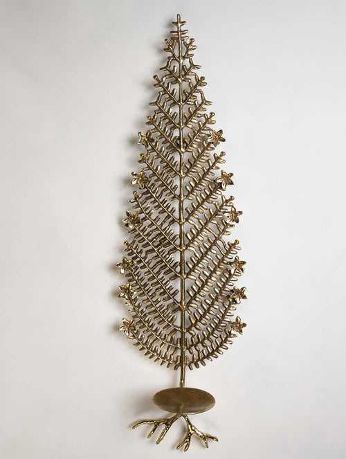 Exclusive Brass Wall Candle Holder - Leaf, 25.1" x 7.5"