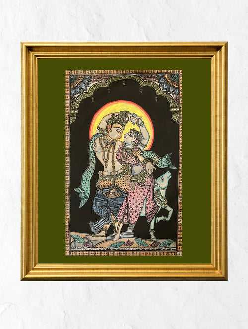 Exclusive Pattachitra Art Silk Painting - Radha Krishna