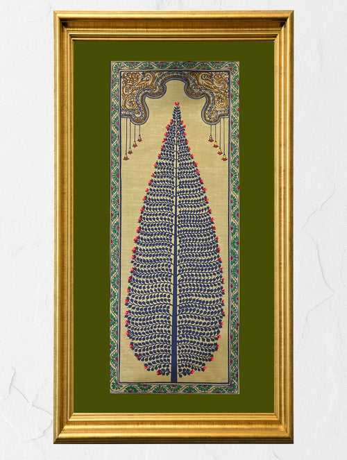 Exclusive Pattachitra Art Silk Painting - Tree Of Life, Blue
