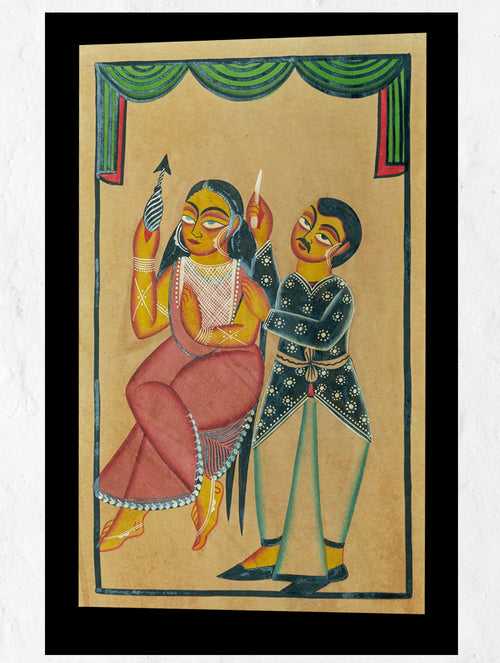 Kalighat Painting With Mount - Adornment