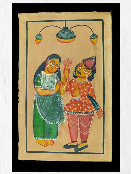Kalighat Painting With Mount - Rose For The Lady