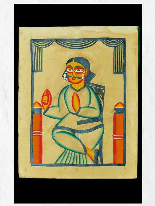 Kalighat Painting With Mount - The Babu