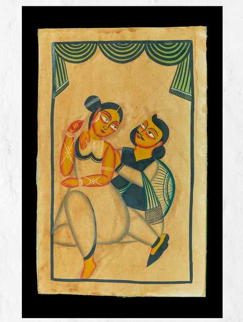 Kalighat Painting With Mount - Togetherness