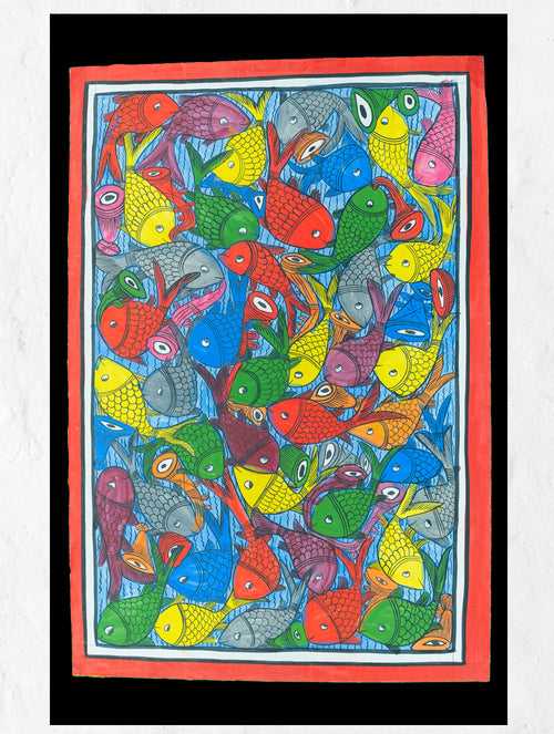Patua Art Painting - Wedding Of The Fish