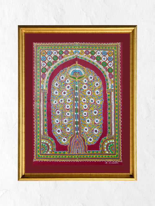 Rogan Art Painting with Frame - Abstract Pattern
