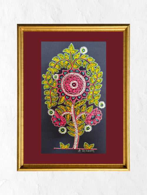 Rogan Art Painting with Frame - Floral Tree