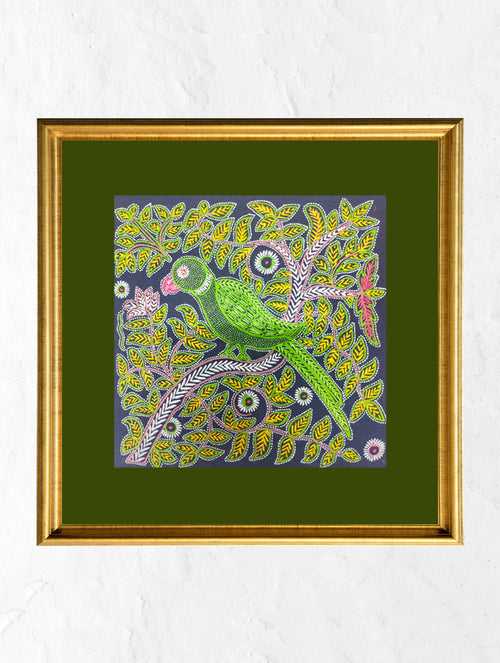 Rogan Art Painting with Frame  - Parrot