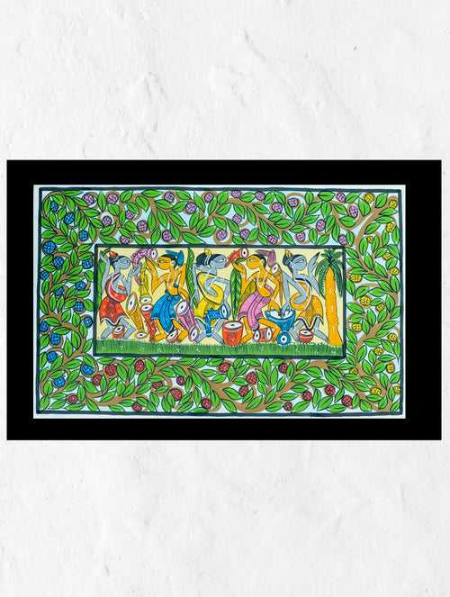 Santhal Tribal Art Painting - A Wedding Procession